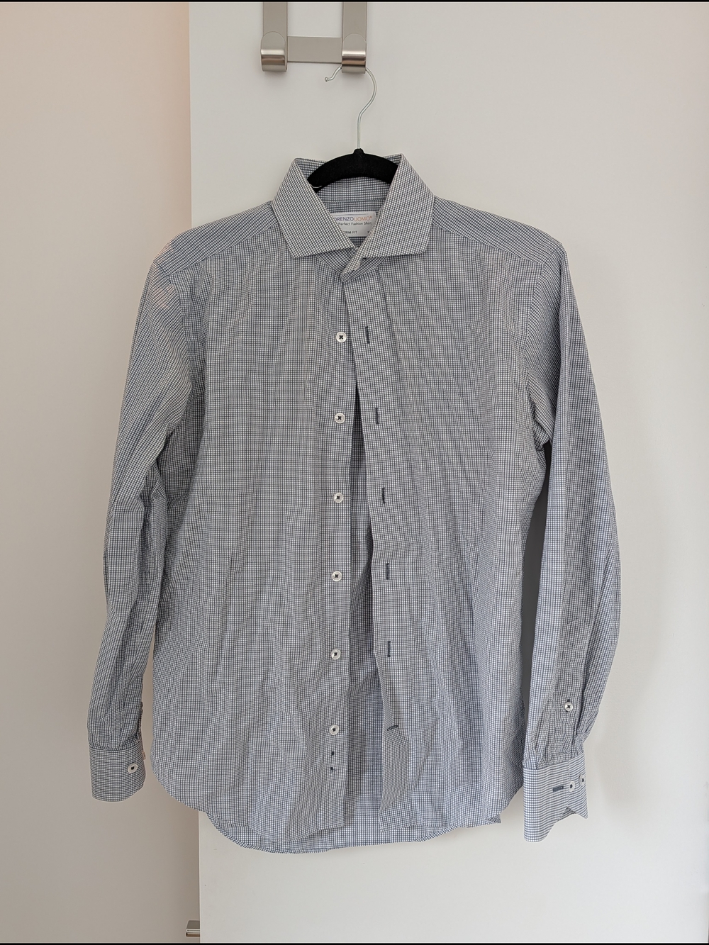 Lorenzo Uomo Light Blue Micro-Check Dress Shirt